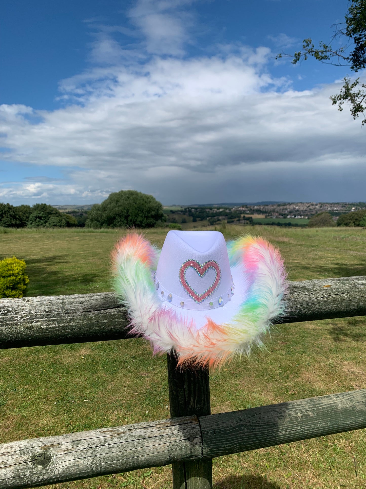 Pride Multicoloured Fur Trim Cowboy Hat