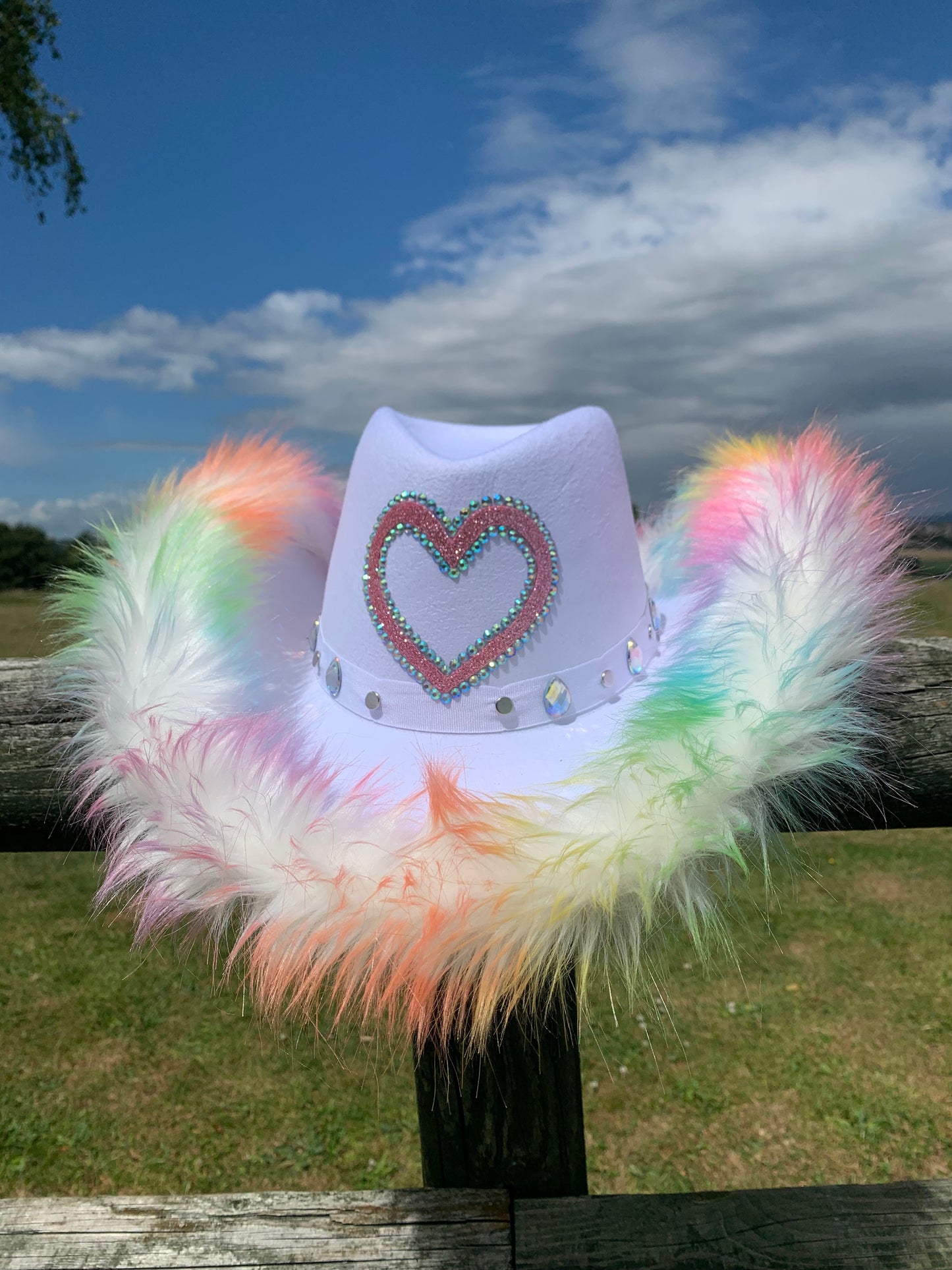 Pride Multicoloured Fur Trim Cowboy Hat