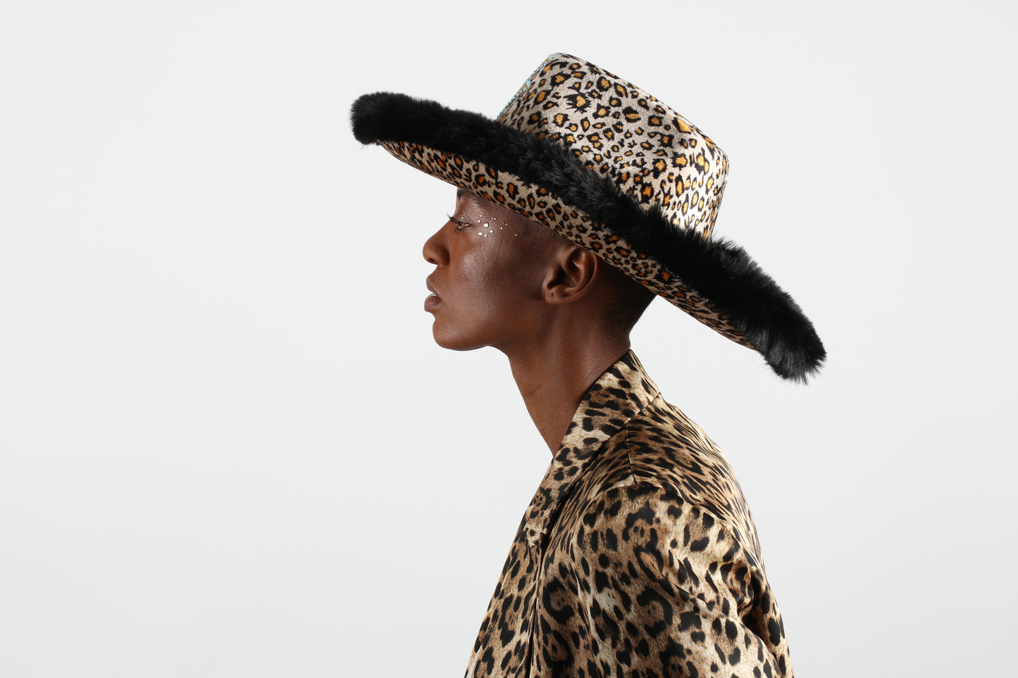 Personalised Fur Trim Leopard Print Cowboy Hat