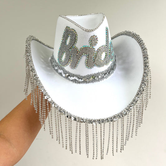 Bride-To-Be Rhinestone Fringe Cowboy Hat