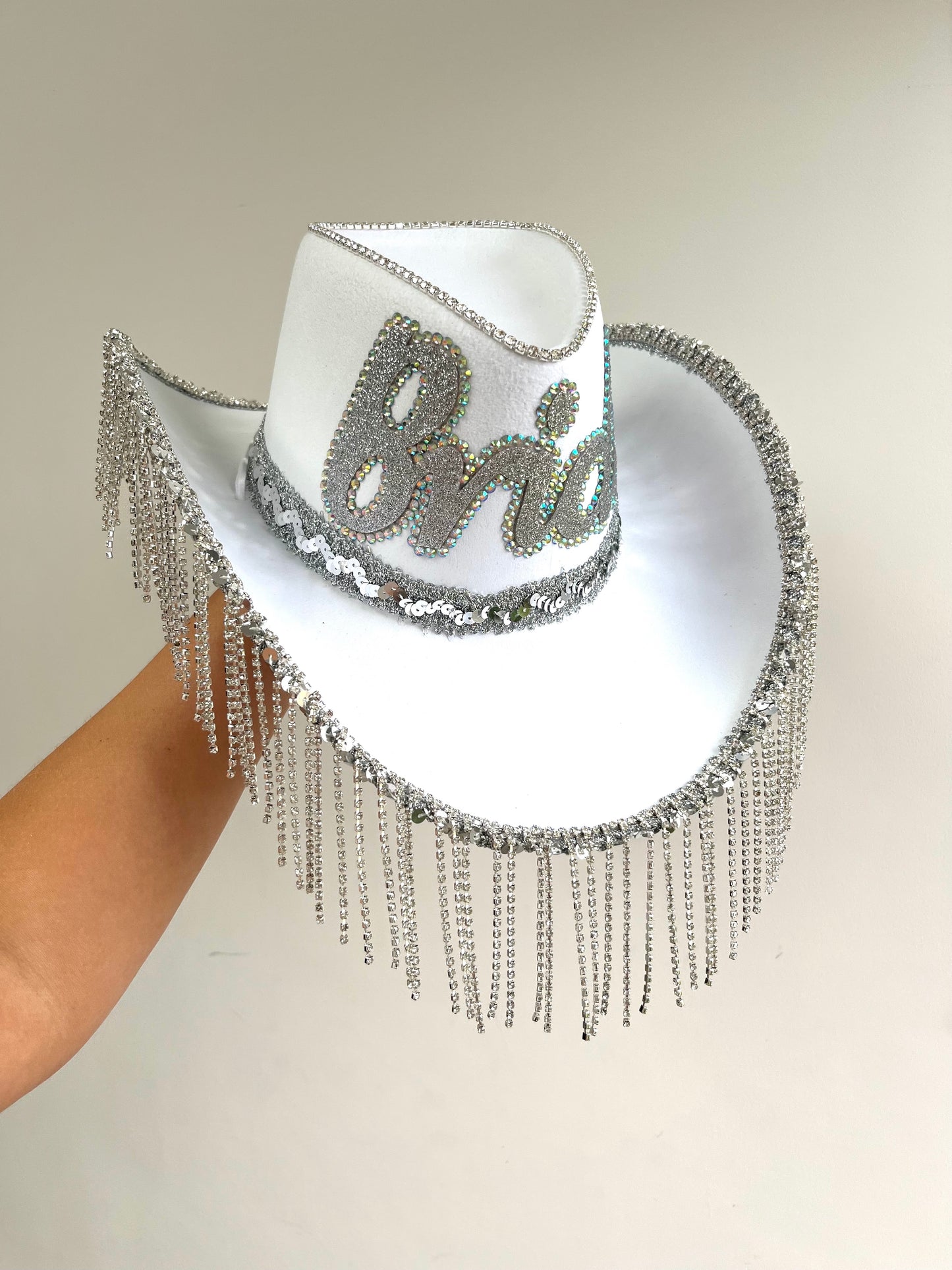 Bride-To-Be Rhinestone Fringe Cowboy Hat