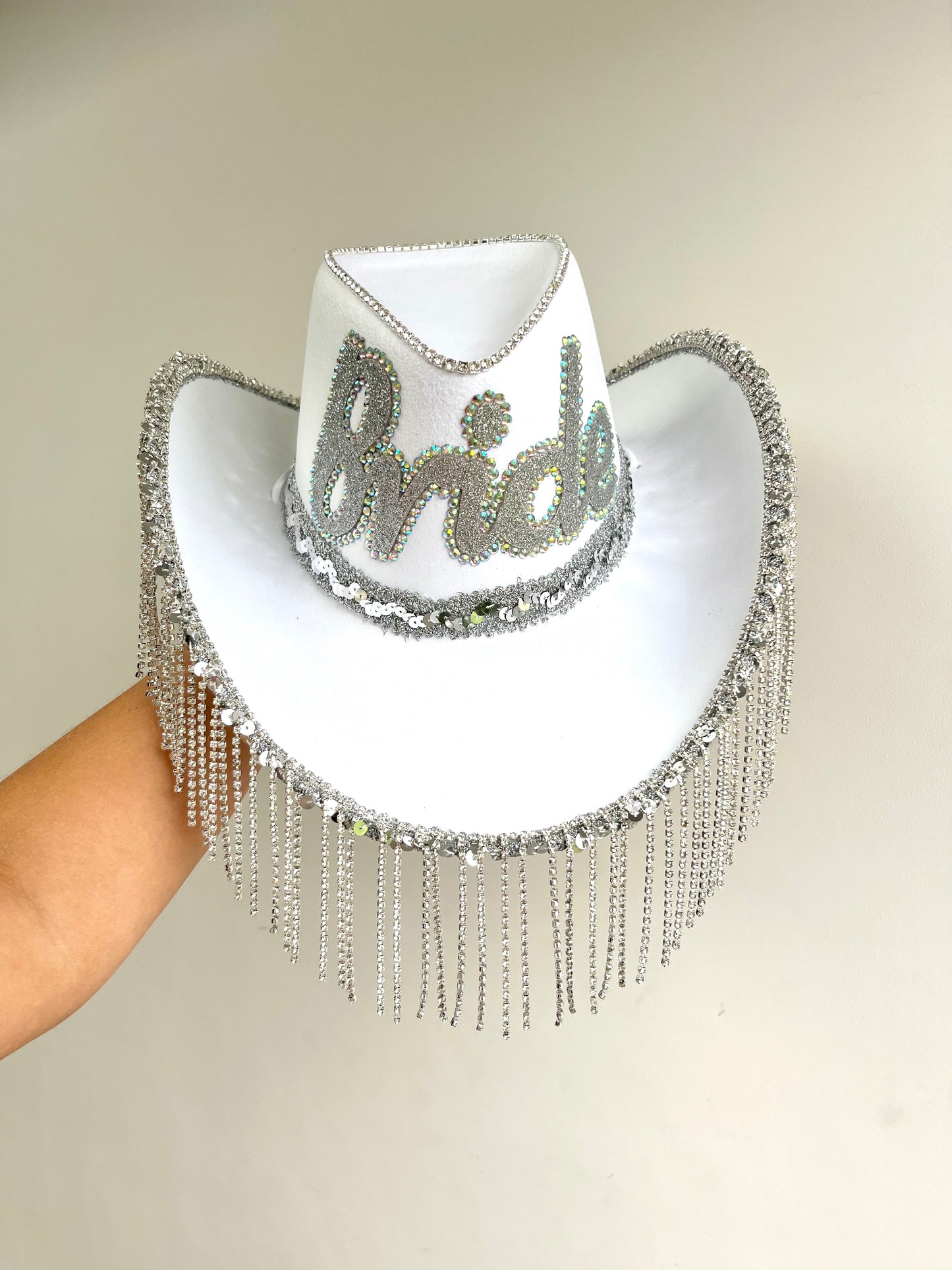 Bride-To-Be Rhinestone Fringe Cowboy Hat
