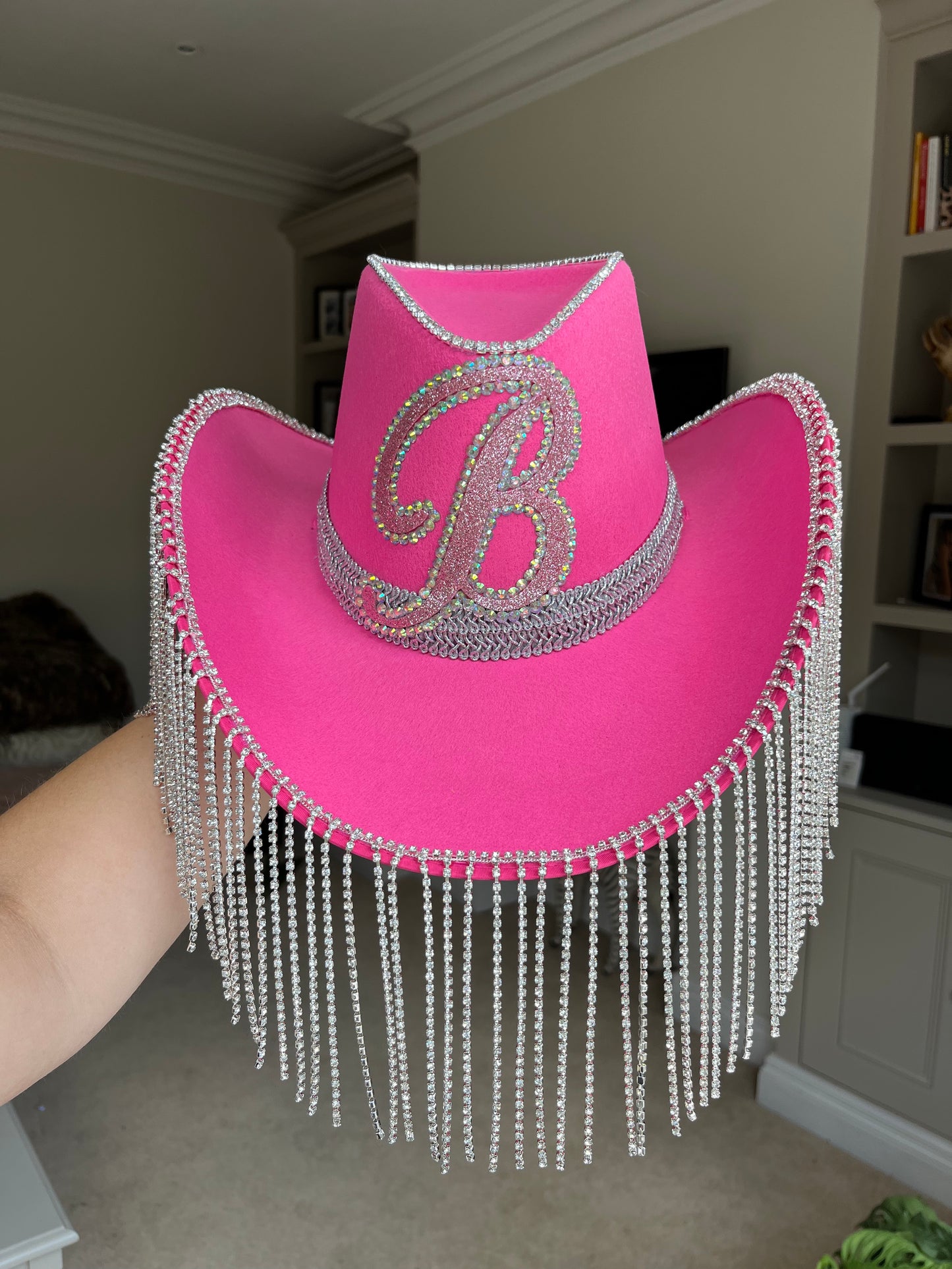 Hot Pink Rhinestone Fringe Cowboy Hat