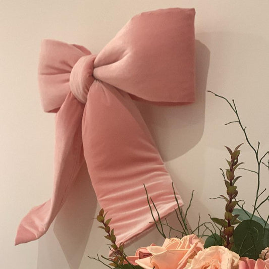 Baby Pink Velvet Door Bow