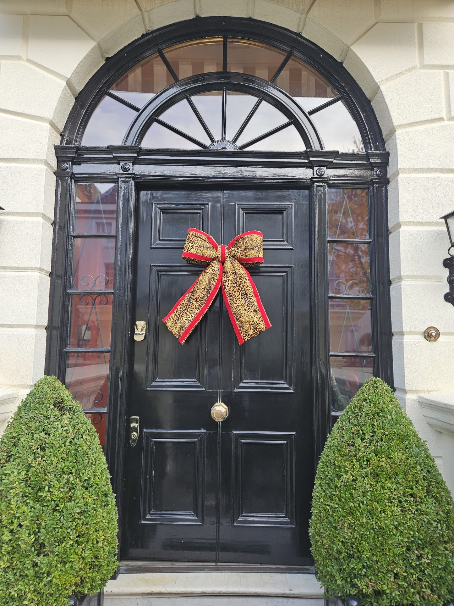 Leopard Print & Red Velvet Door Bow