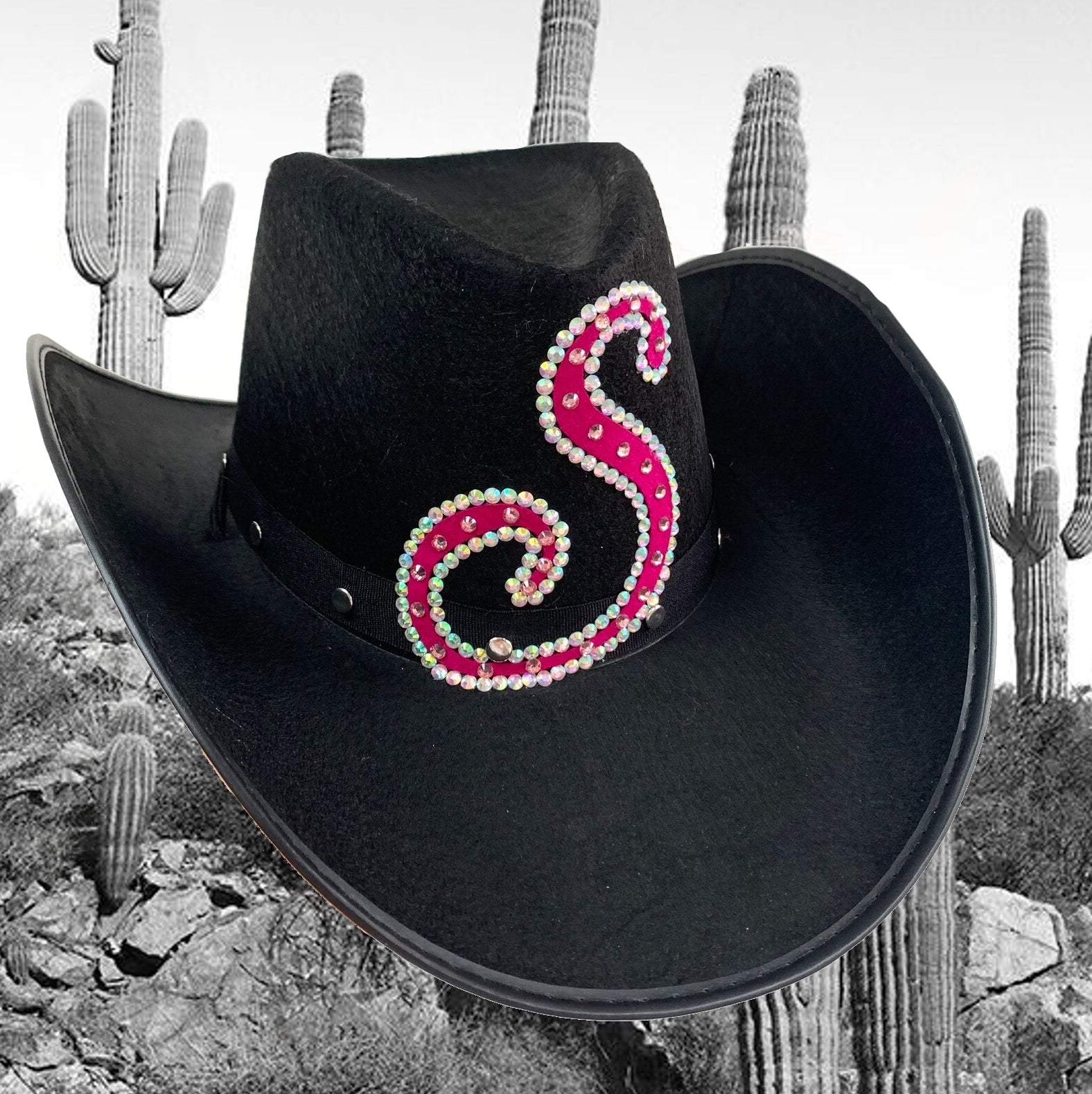 Personalised Initial Black Cowboy Hat – Sequin Souls