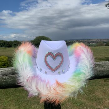 Pride Multicoloured Fur Trim Cowboy Hat