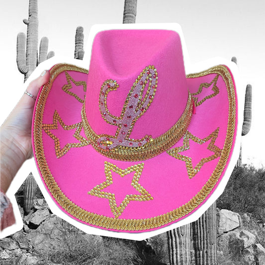 Pink Rhinestone Star Cowboy Hat