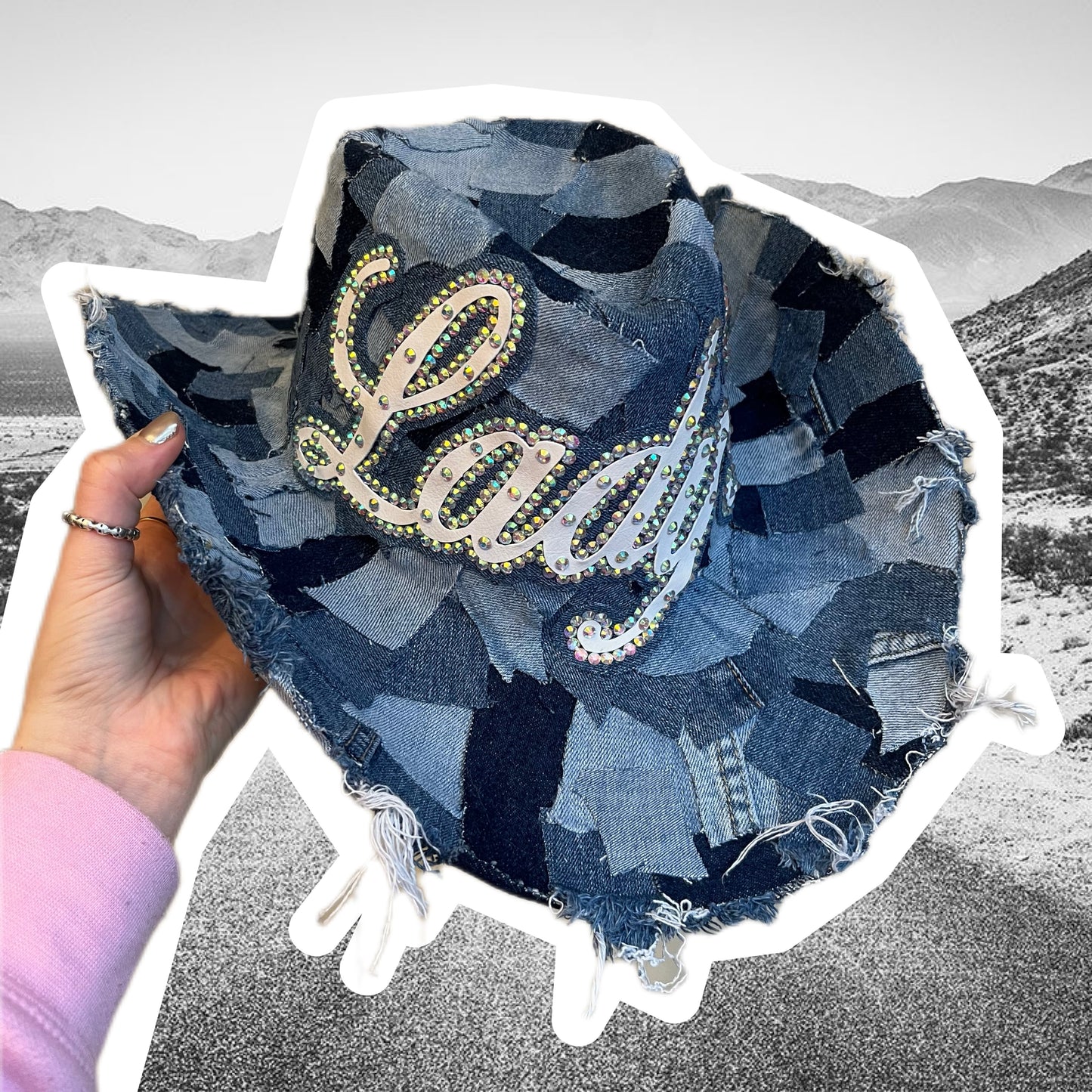 Personalised Recycled Mixed Denim Cowboy Hat