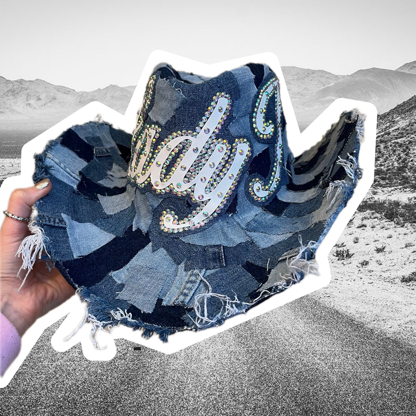 Personalised Recycled Mixed Denim Cowboy Hat