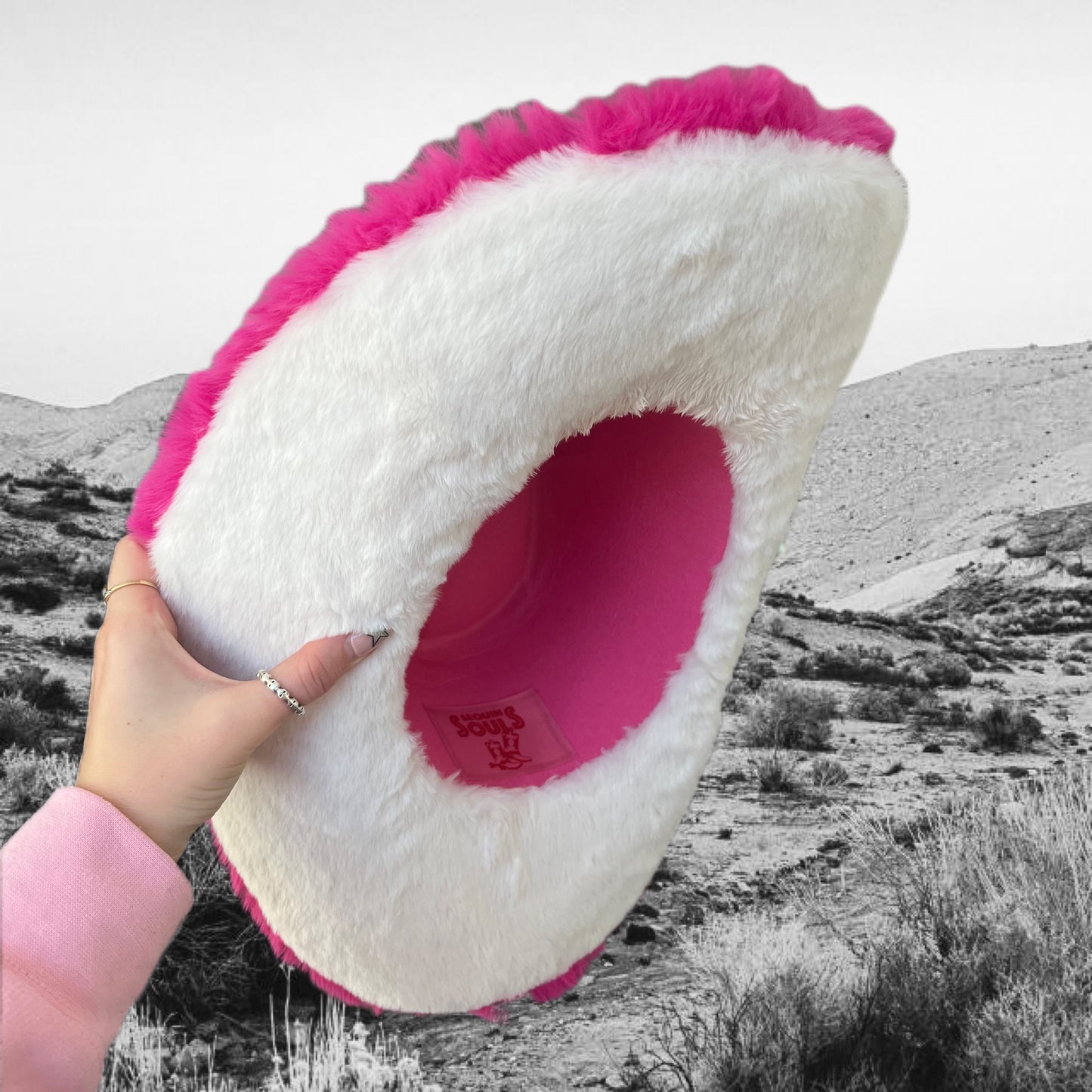 Hot Pink and White Fur Cowboy Hat