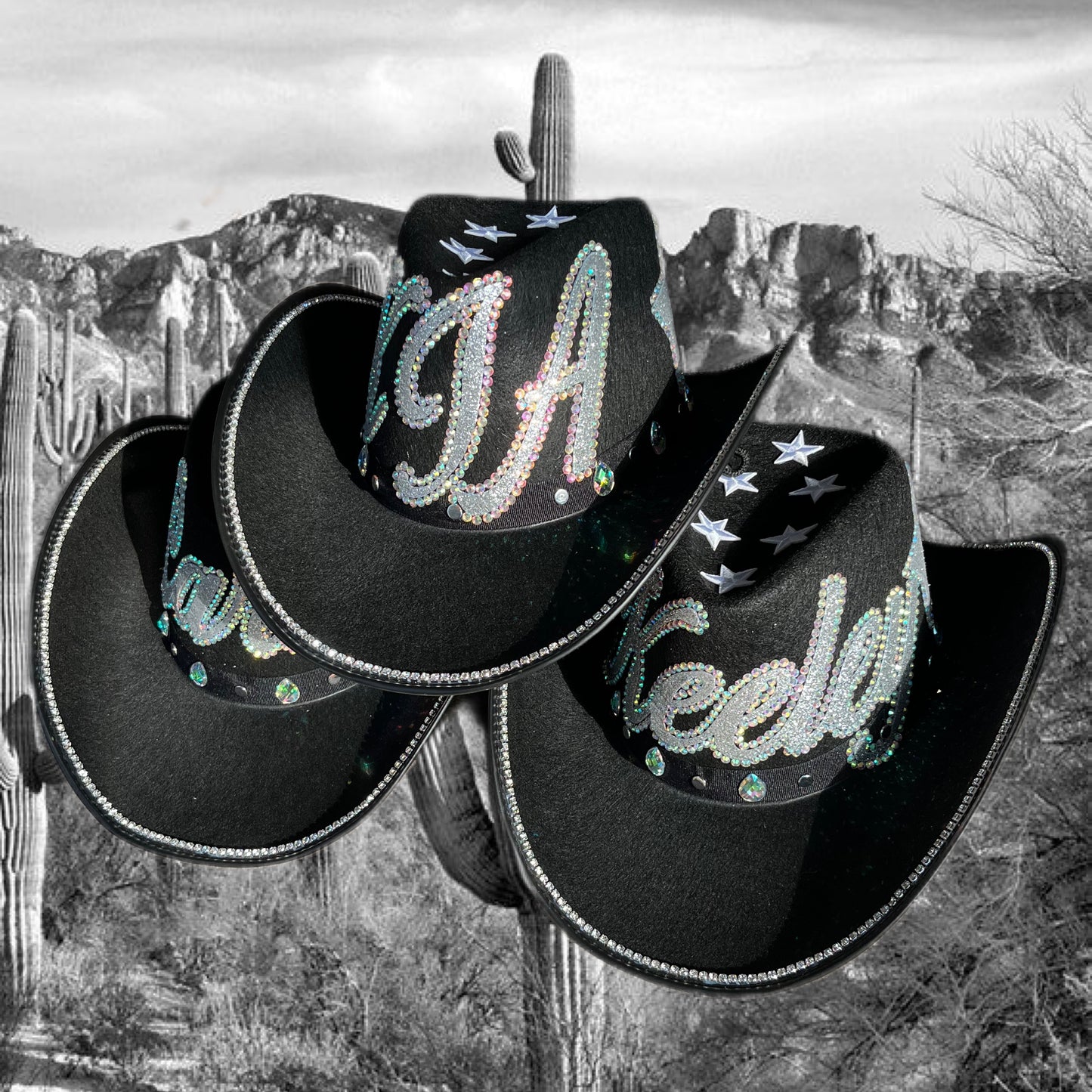 Personalised Rhinestone Festival Cowboy Hat