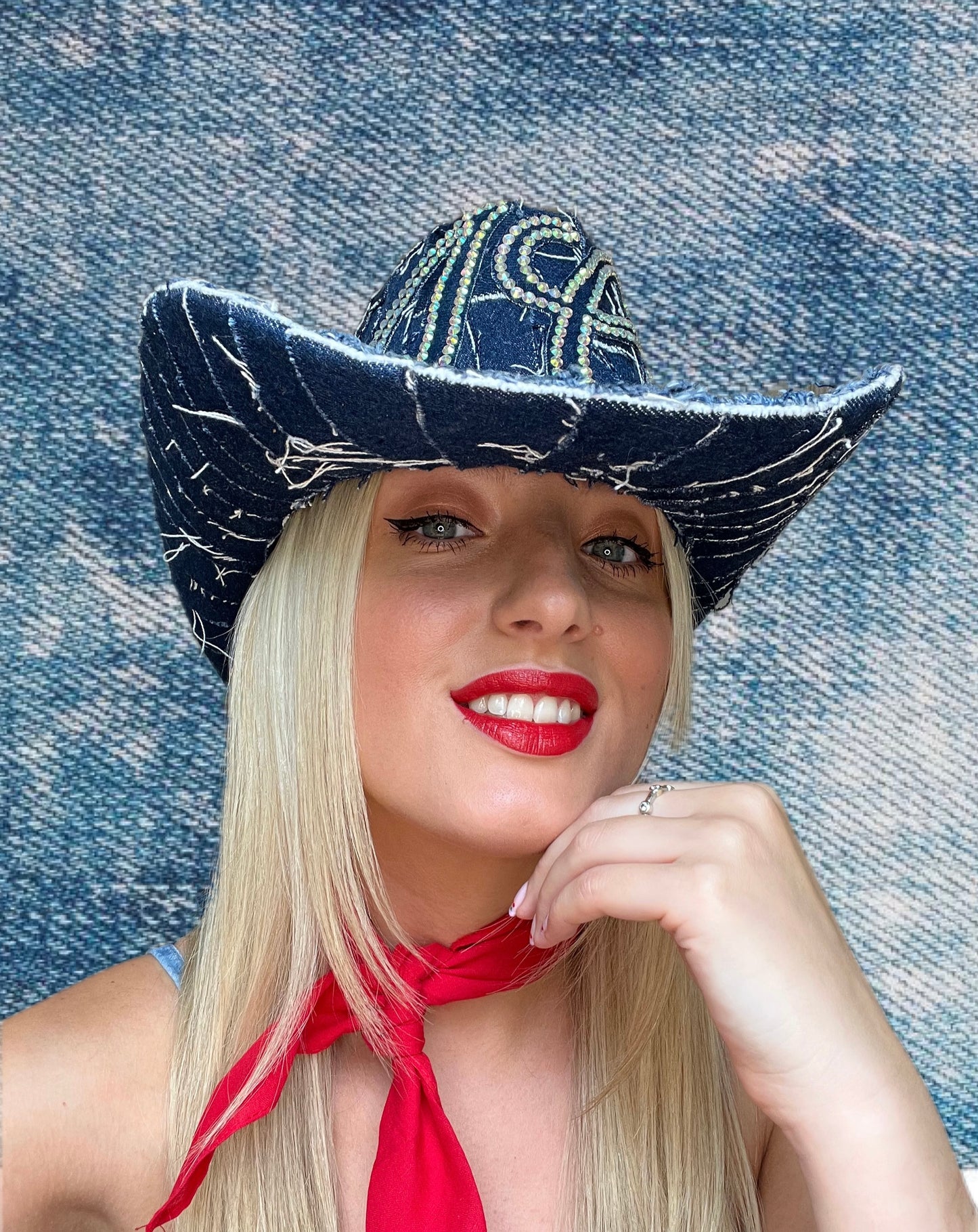 Personalised Dark Denim Cowboy Hat