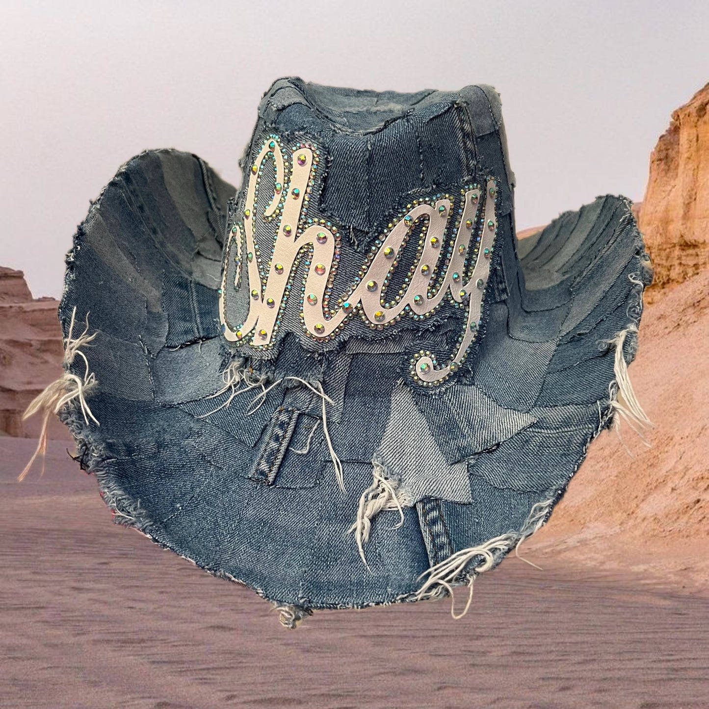 Personalised Recycled Denim Cowboy Hat