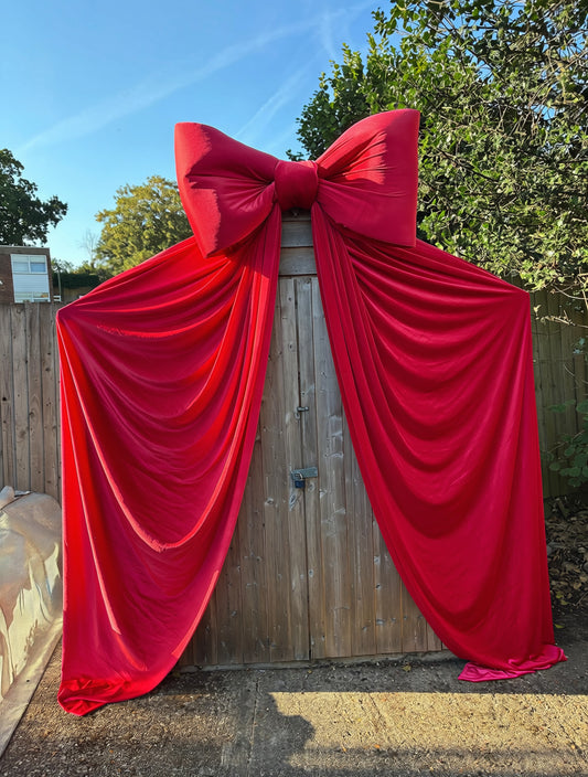 Giant Red Velvet Doorway Entrance Bow