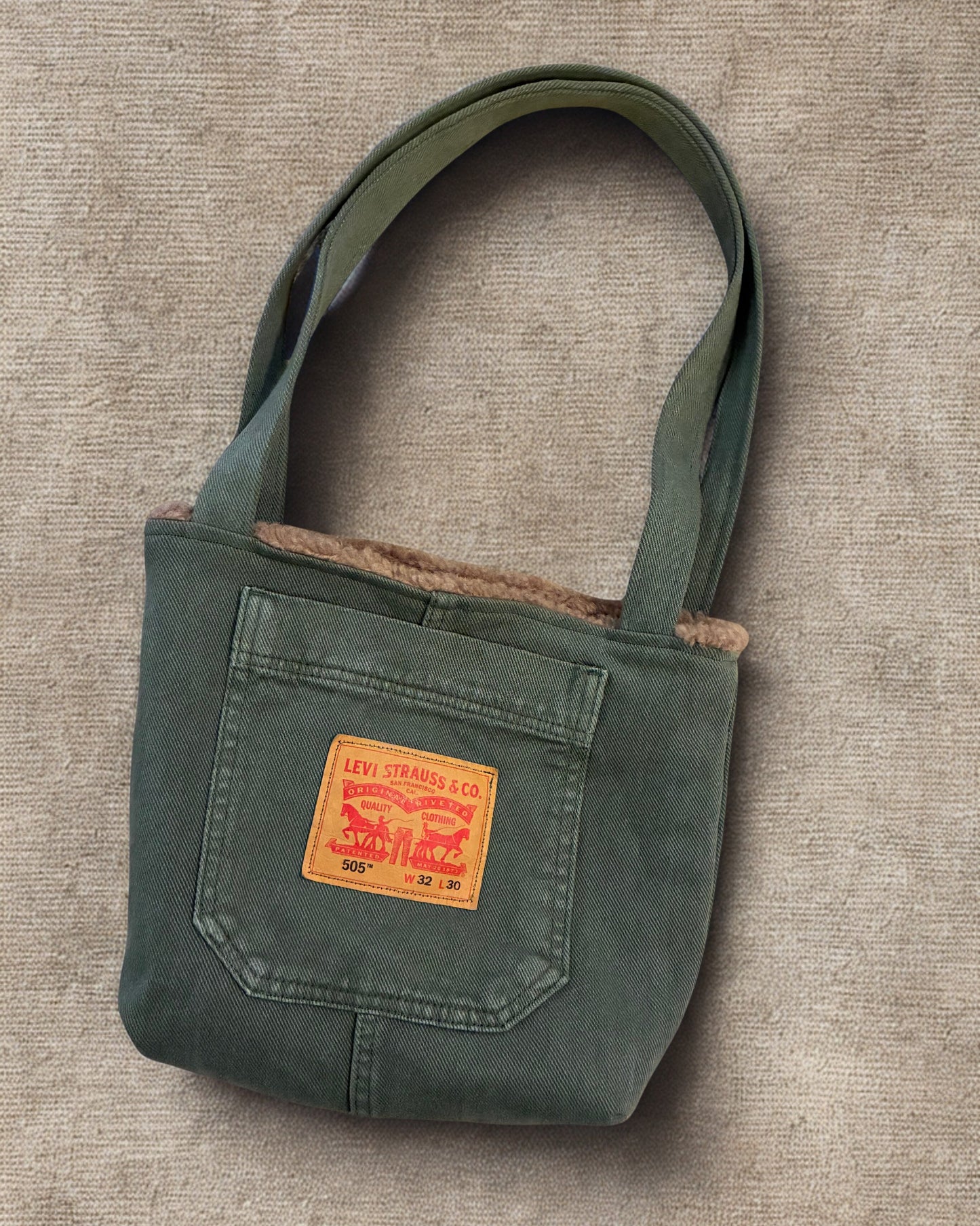 Recycled Denim Mini Tote Bag - Khaki Denim Levi