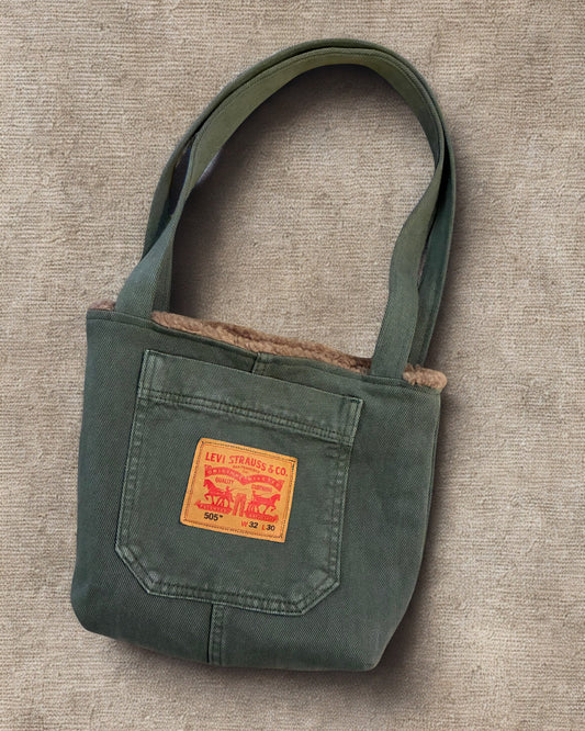 Recycled Denim Mini Tote Bag - Khaki Denim Levi