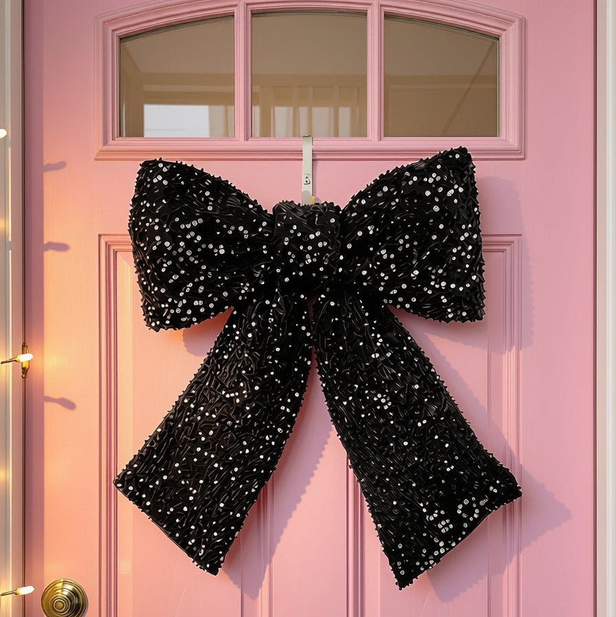 Black Sequin Door Bow