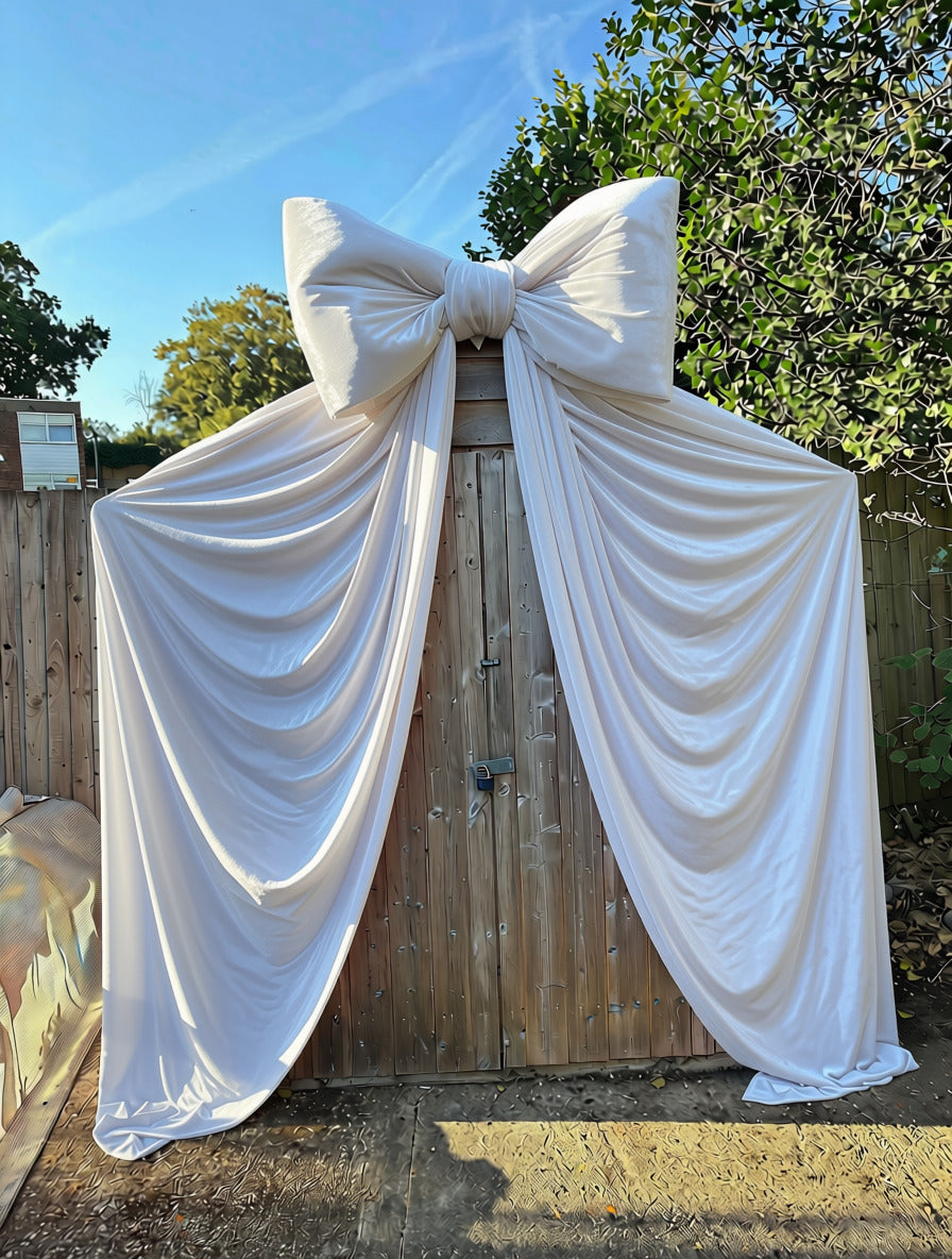 Giant White Velvet Doorway Entrance Bow