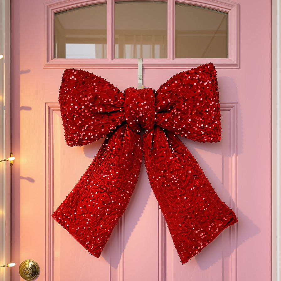 Red Sequin Door Bow