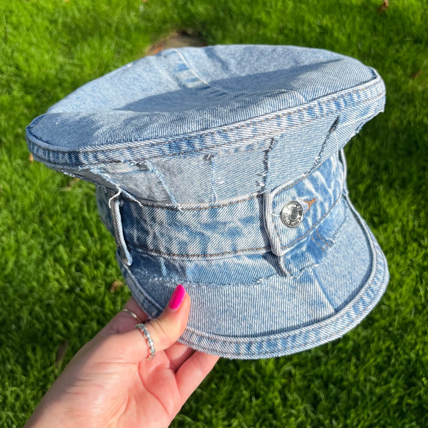 Denim Military Hat