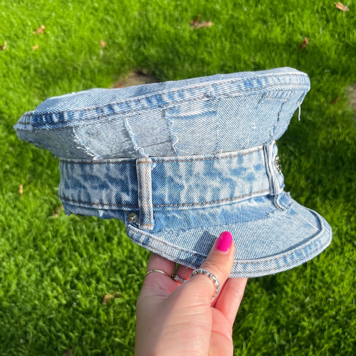 Denim Military Hat
