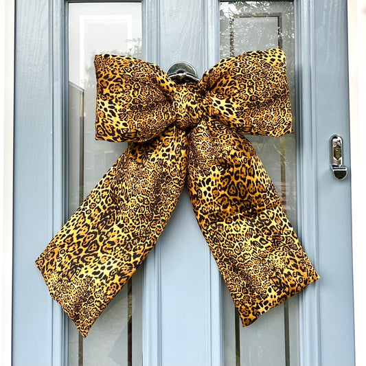 Leopard Print Door Bow