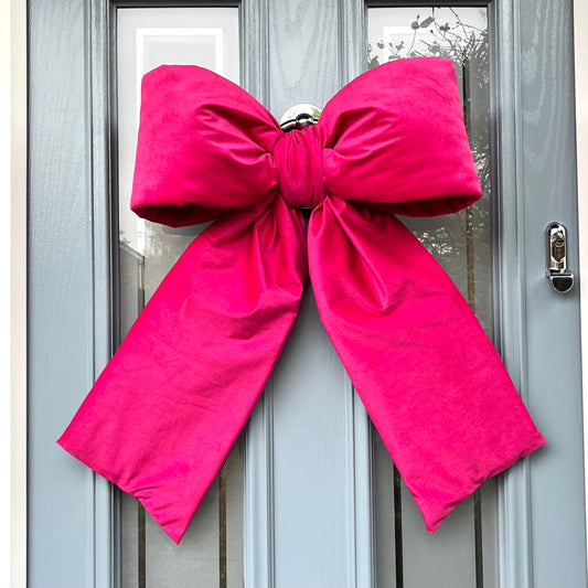 Hot Pink Velvet Door Bow