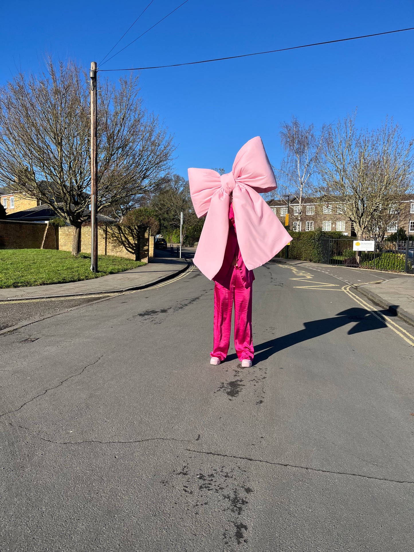 Baby Pink Polyester Giant Bow