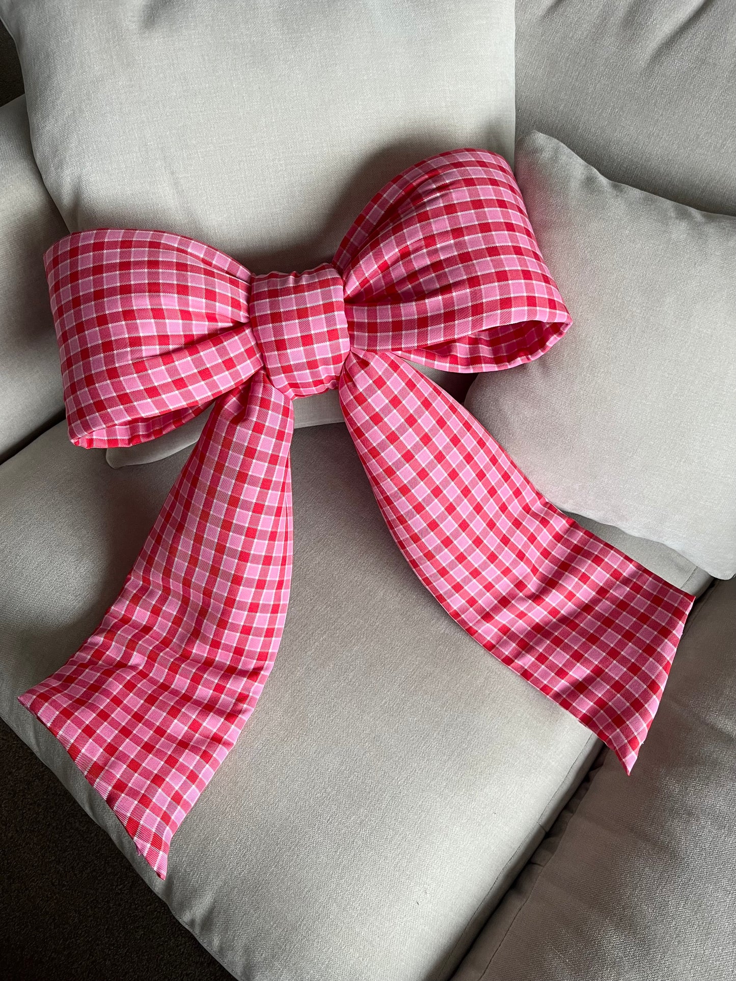 Pink and Red Gingham Door Bow