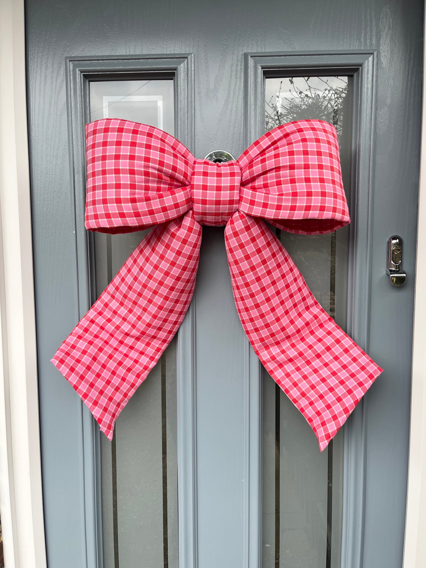 Pink and Red Gingham Door Bow