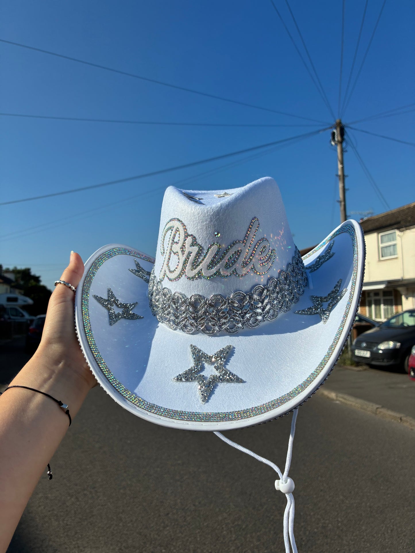 White Rhinestone Bride Cowboy Hat