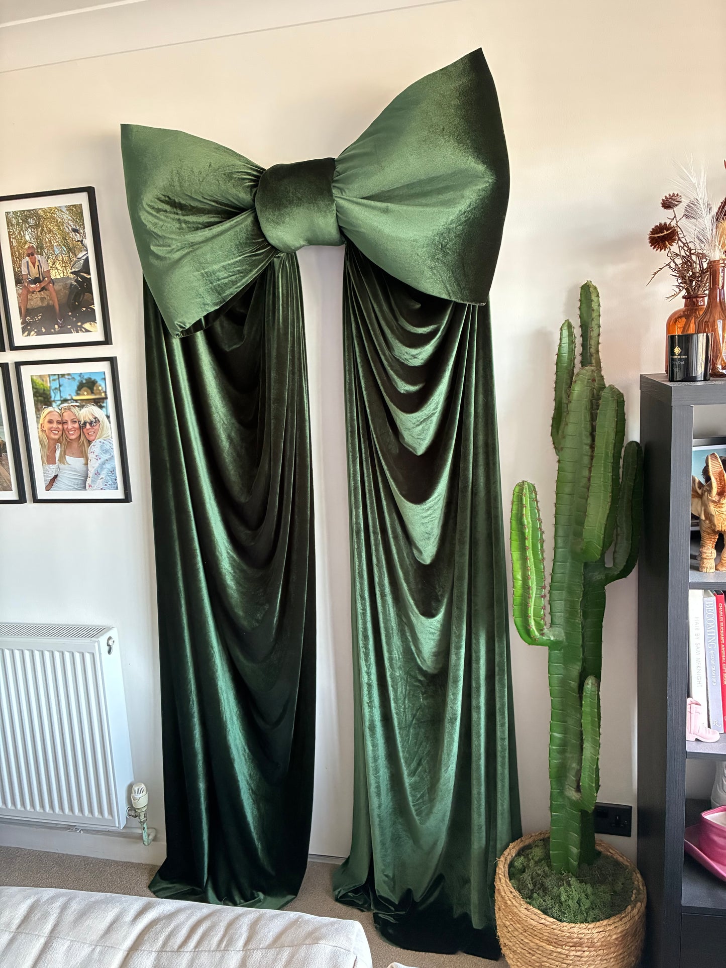 Giant Green Velvet Doorway Entrance Bow