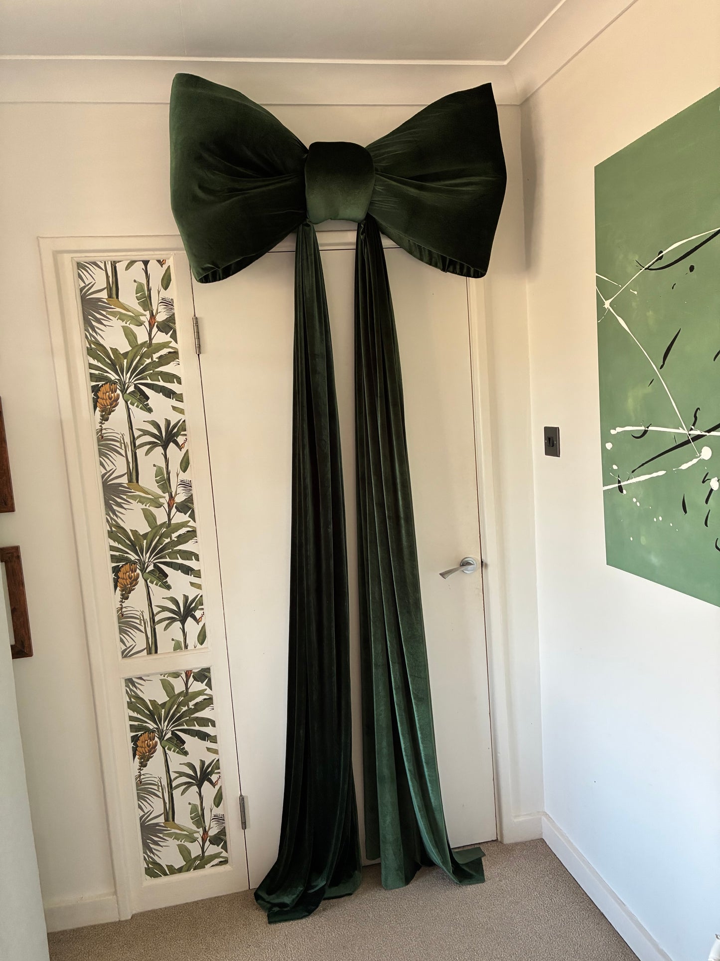 Giant Green Velvet Doorway Entrance Bow