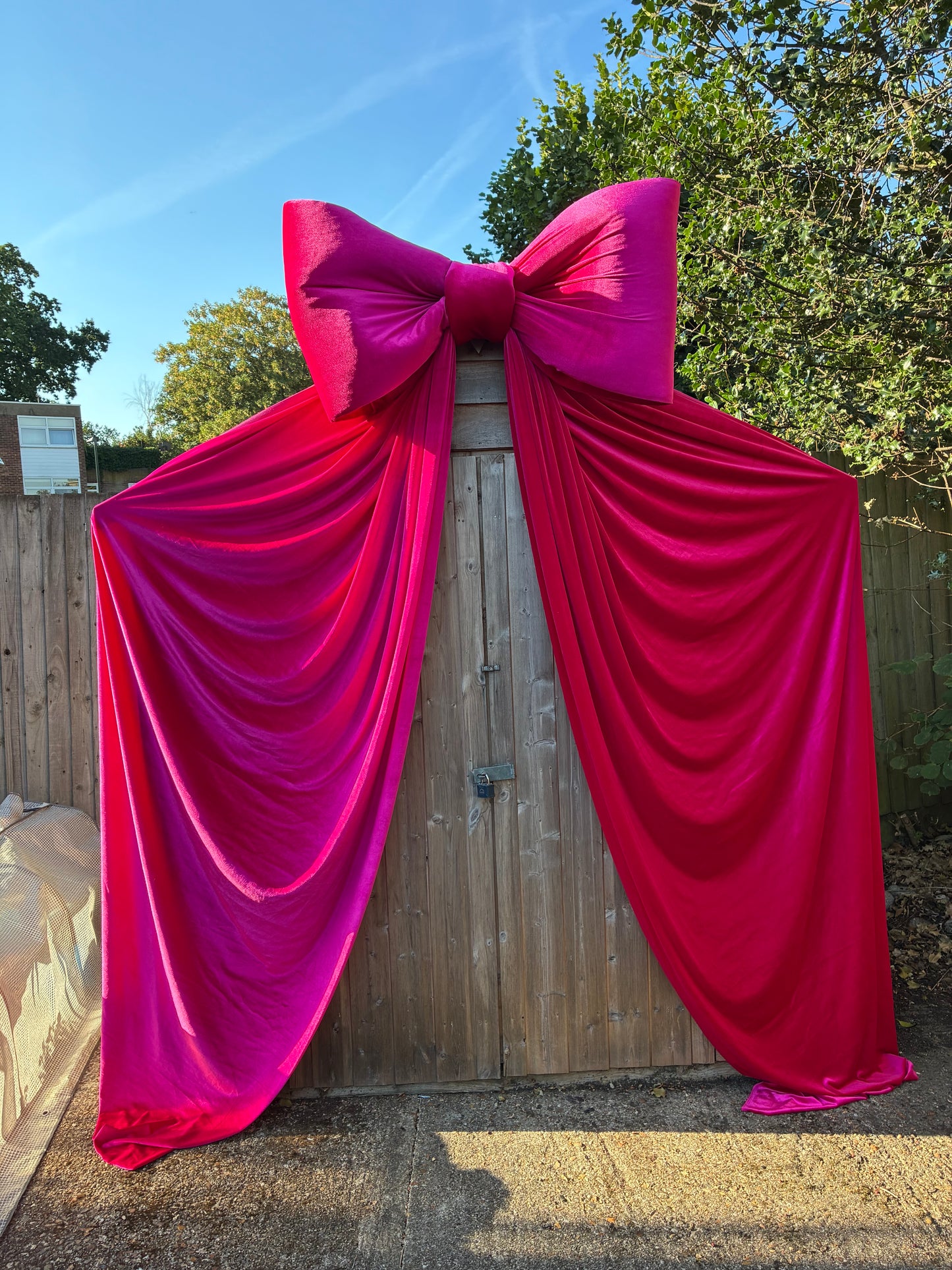 Giant Hot Pink Velvet Doorway Entrance Bow