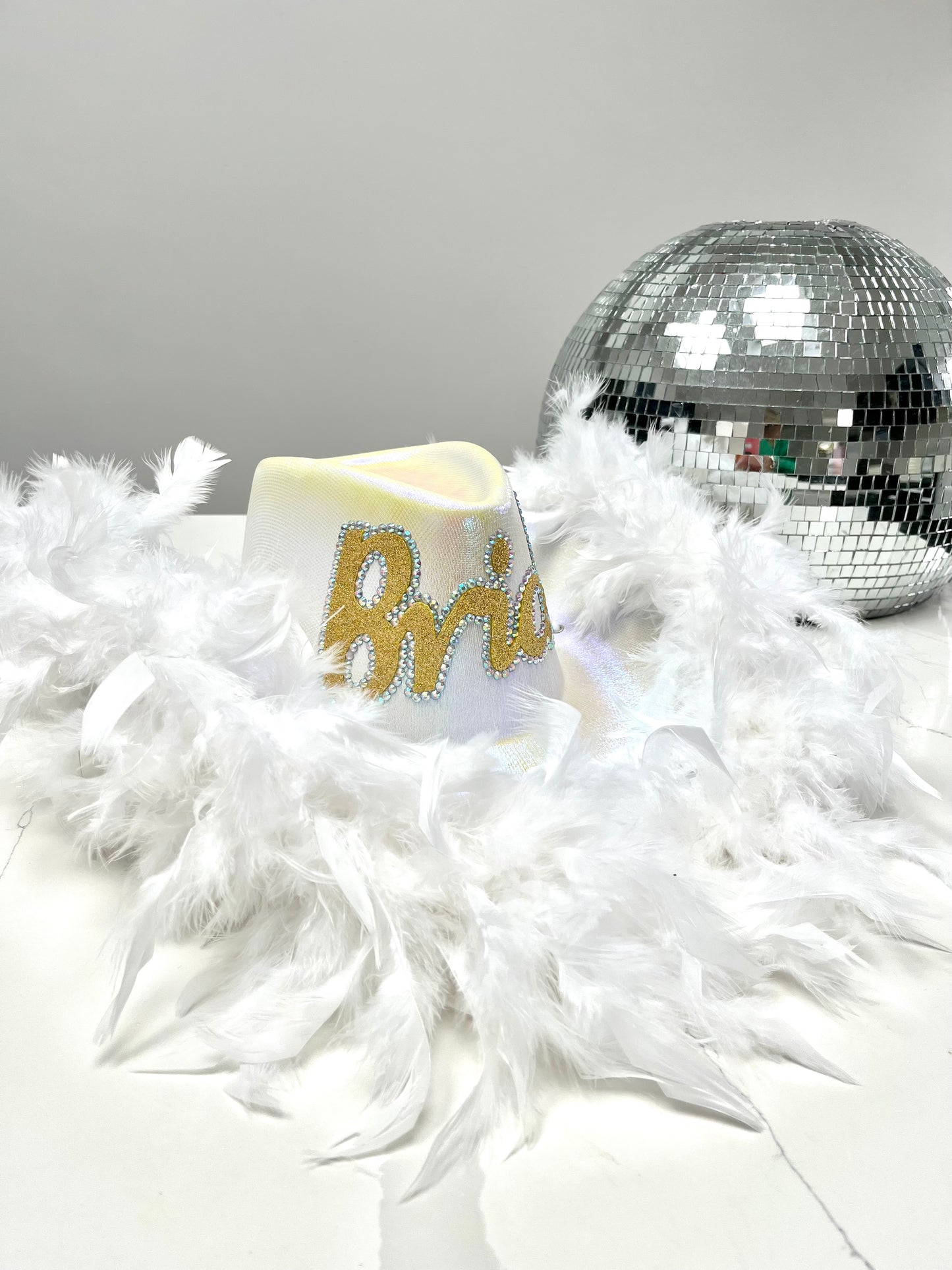 Bride to Be Feather Boa Cowboy Hat