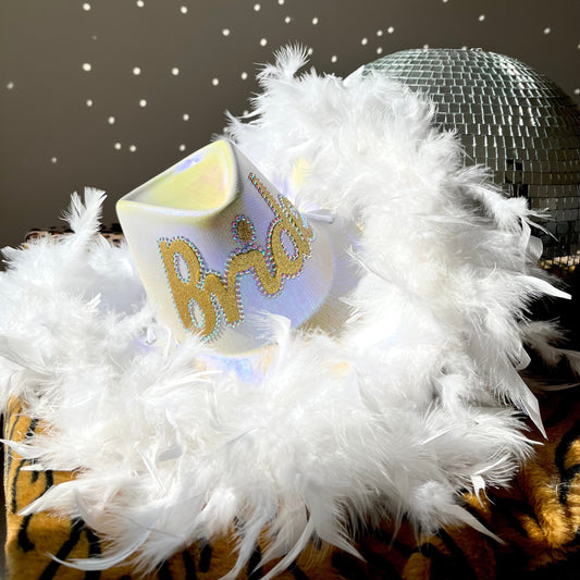 Bride to Be Feather Boa Cowboy Hat