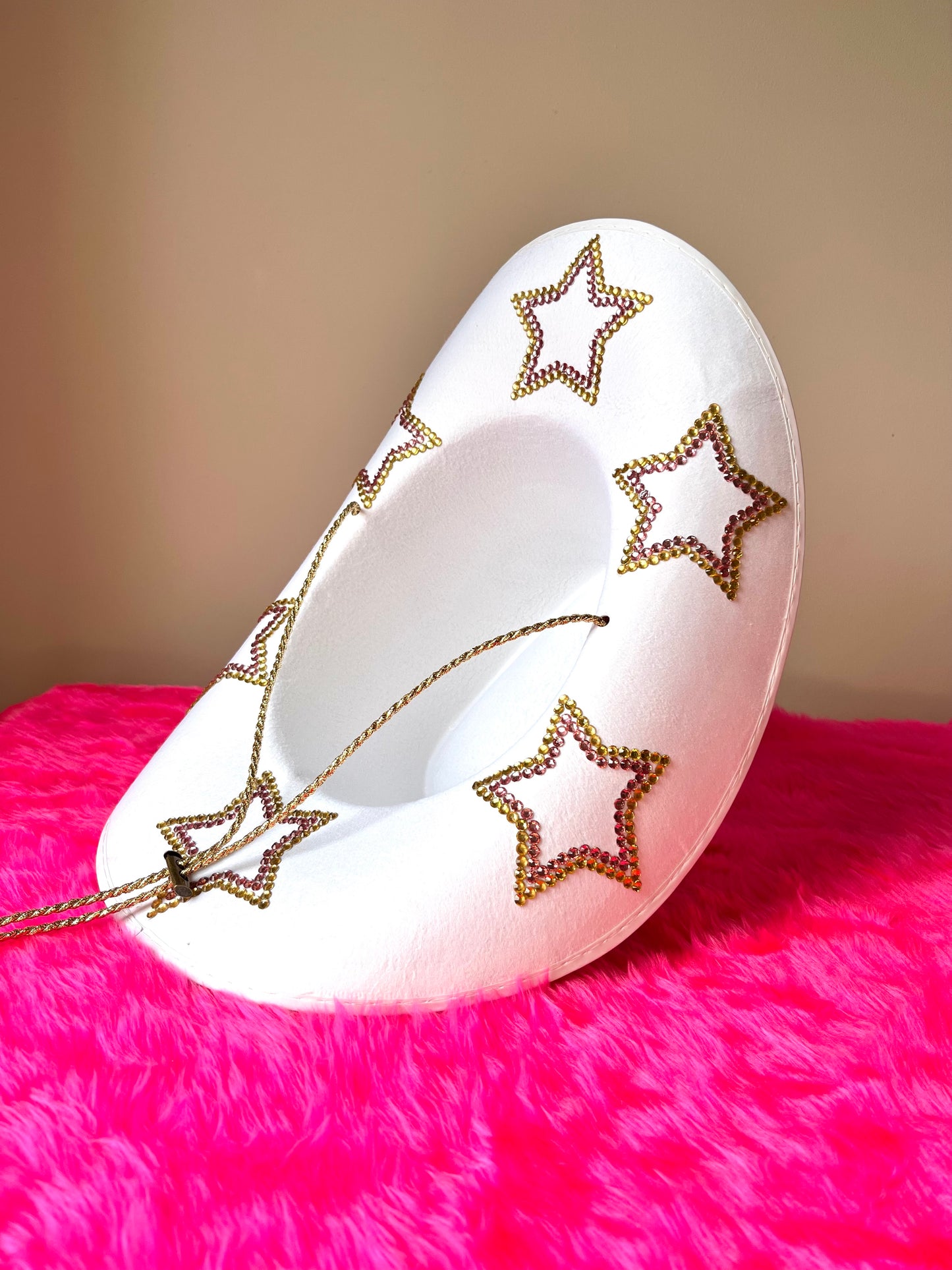 Baby Pink And Gold Star Cowboy Hat