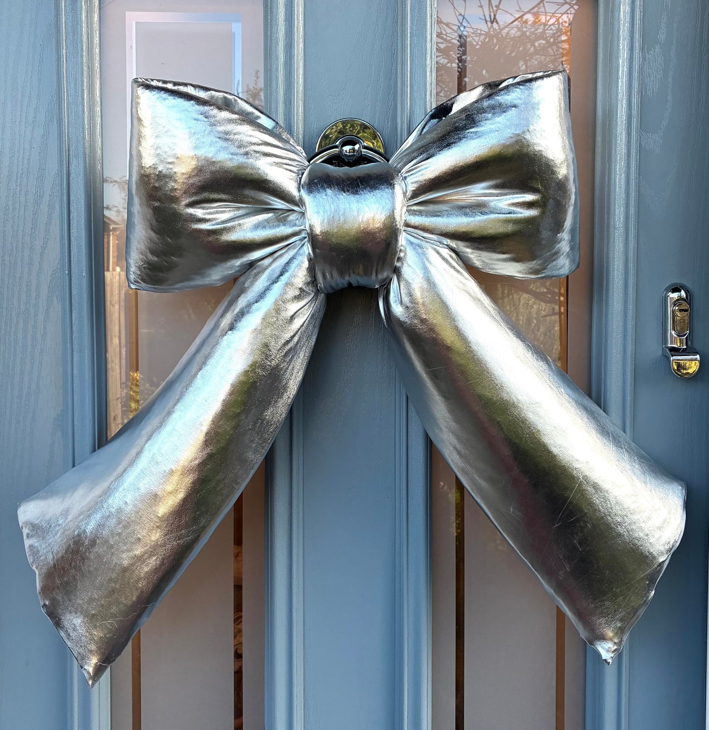 Metallic Silver Door Bow