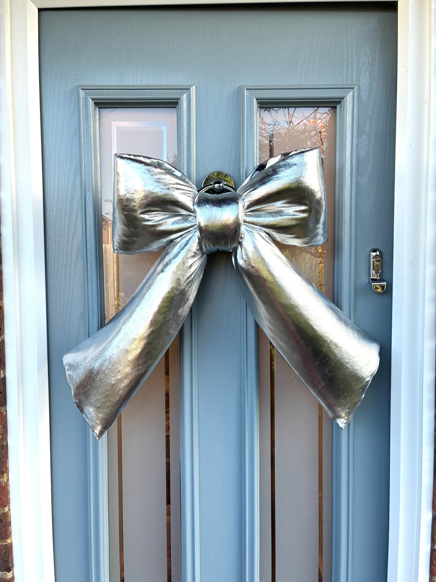 Metallic Silver Door Bow