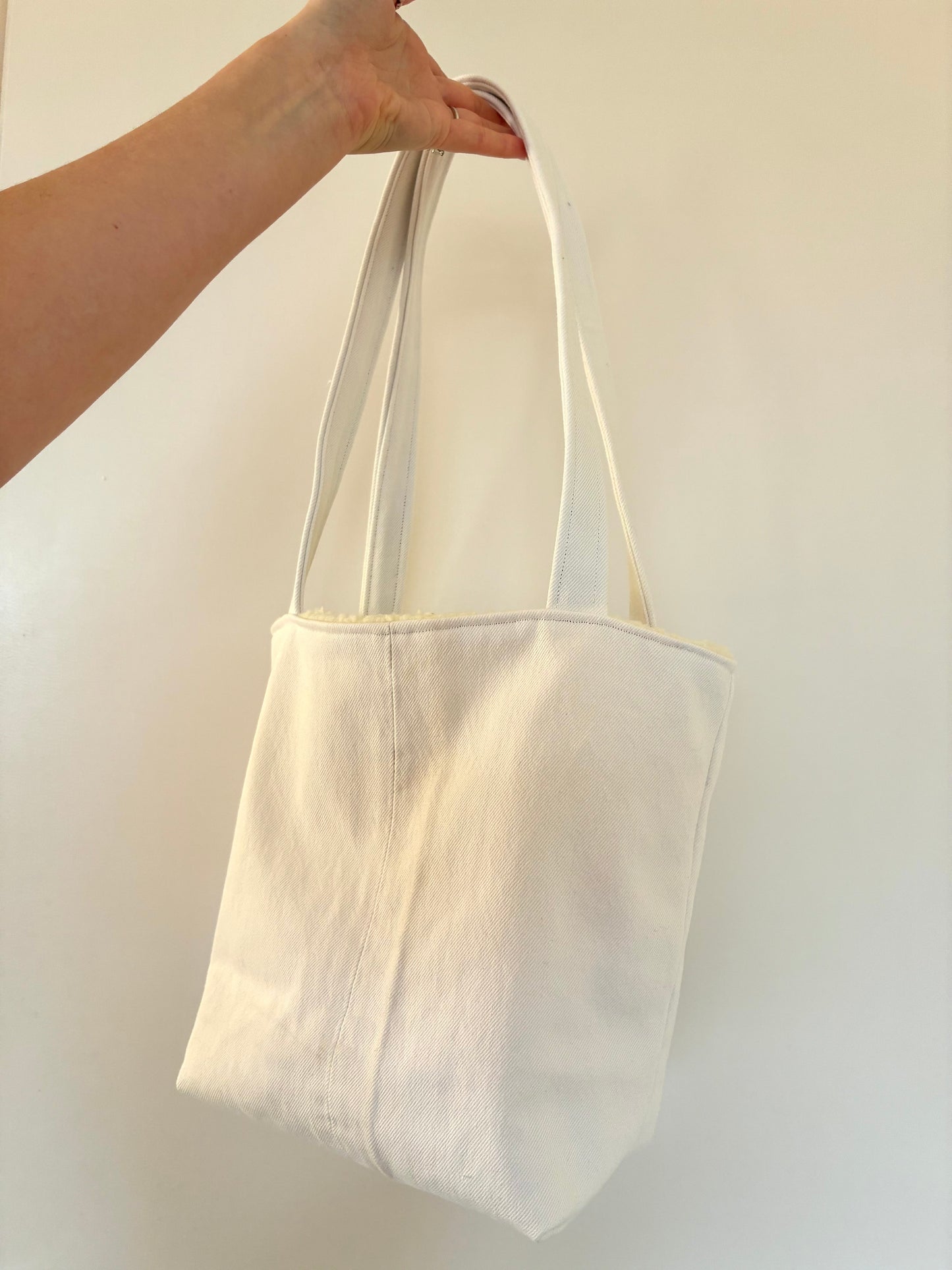 Recycled Denim Mini Tote Bag - White Denim Levi
