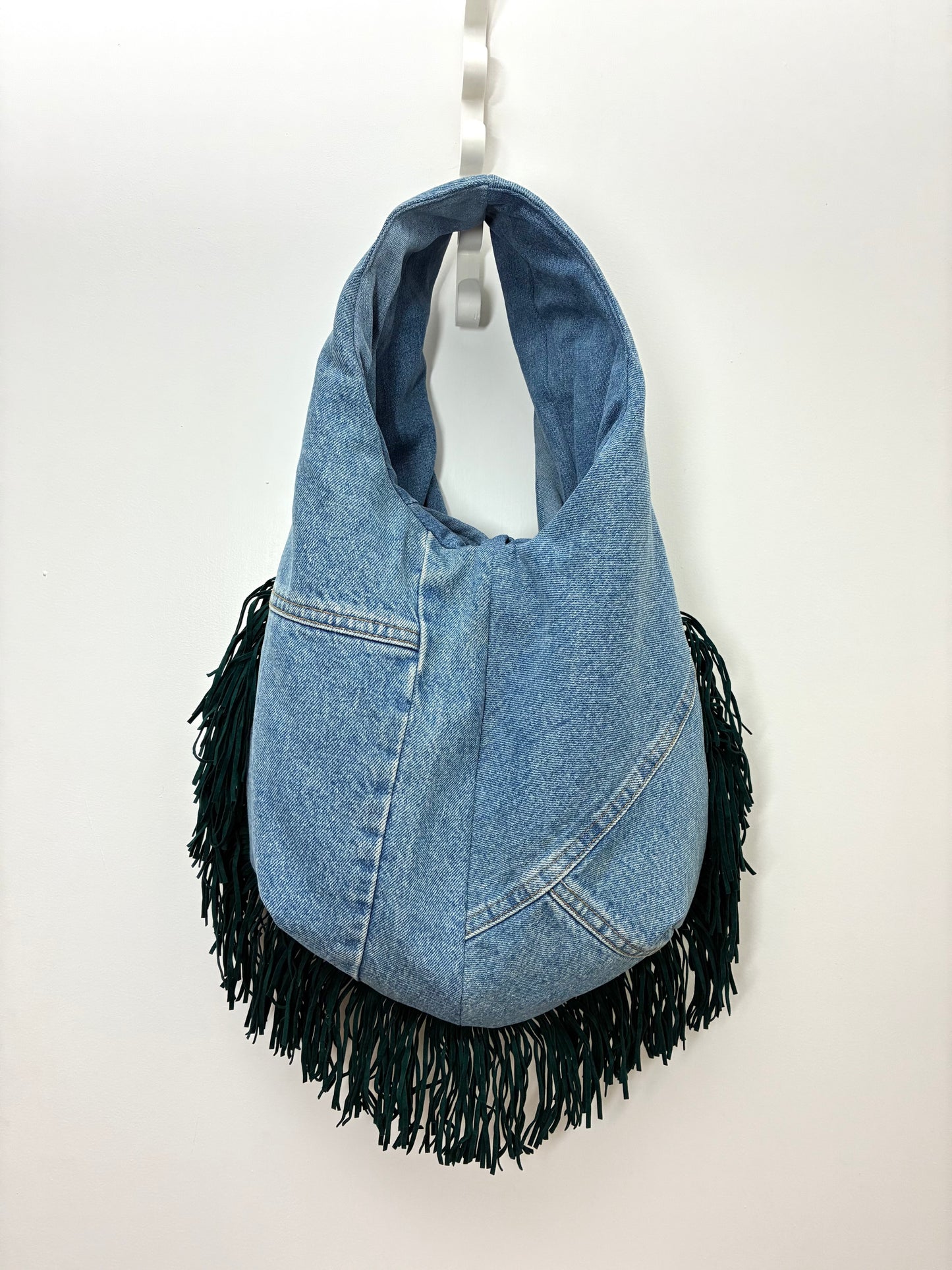 Recycled Denim Fringed Bag
