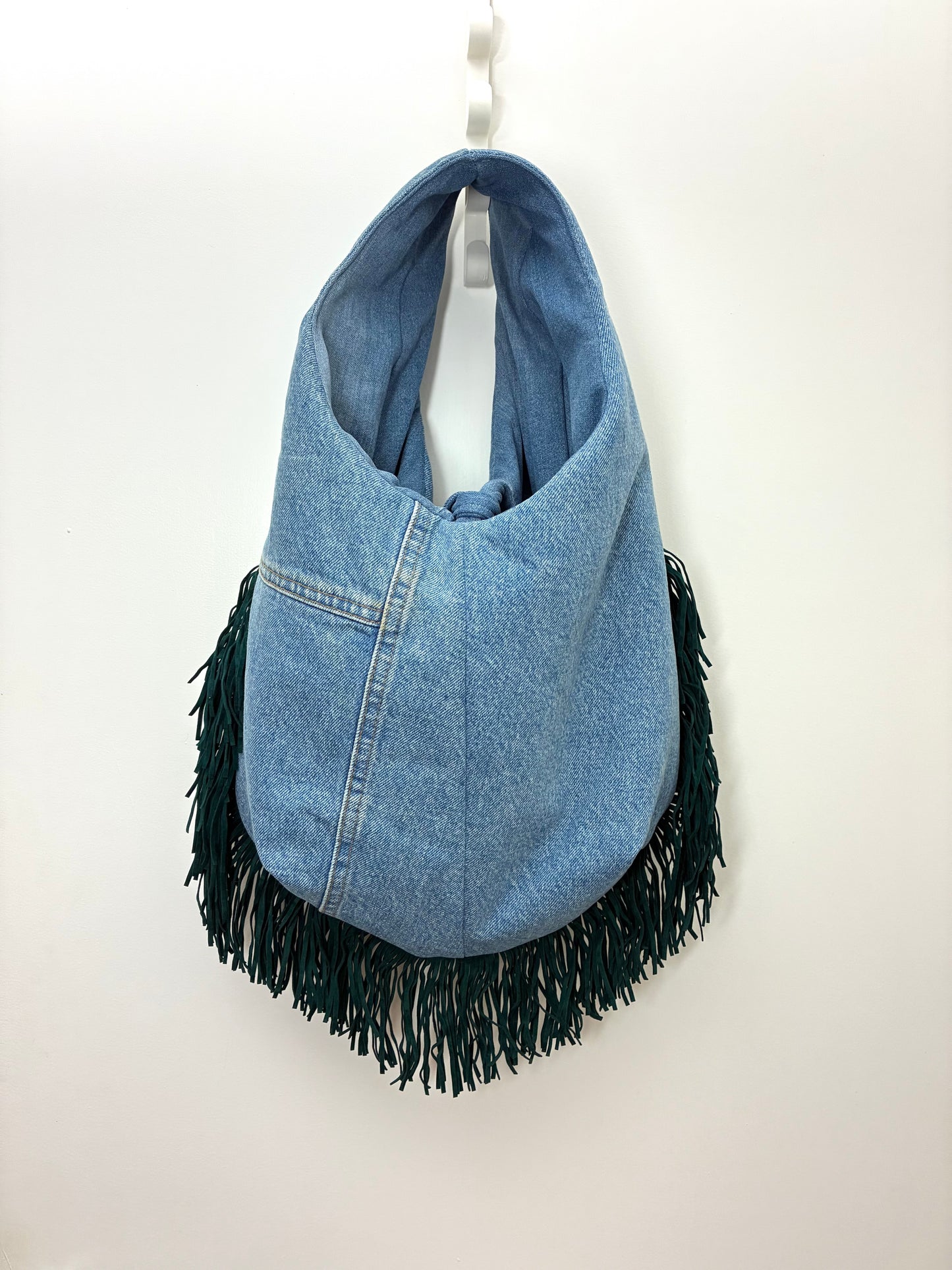 Recycled Denim Fringed Bag