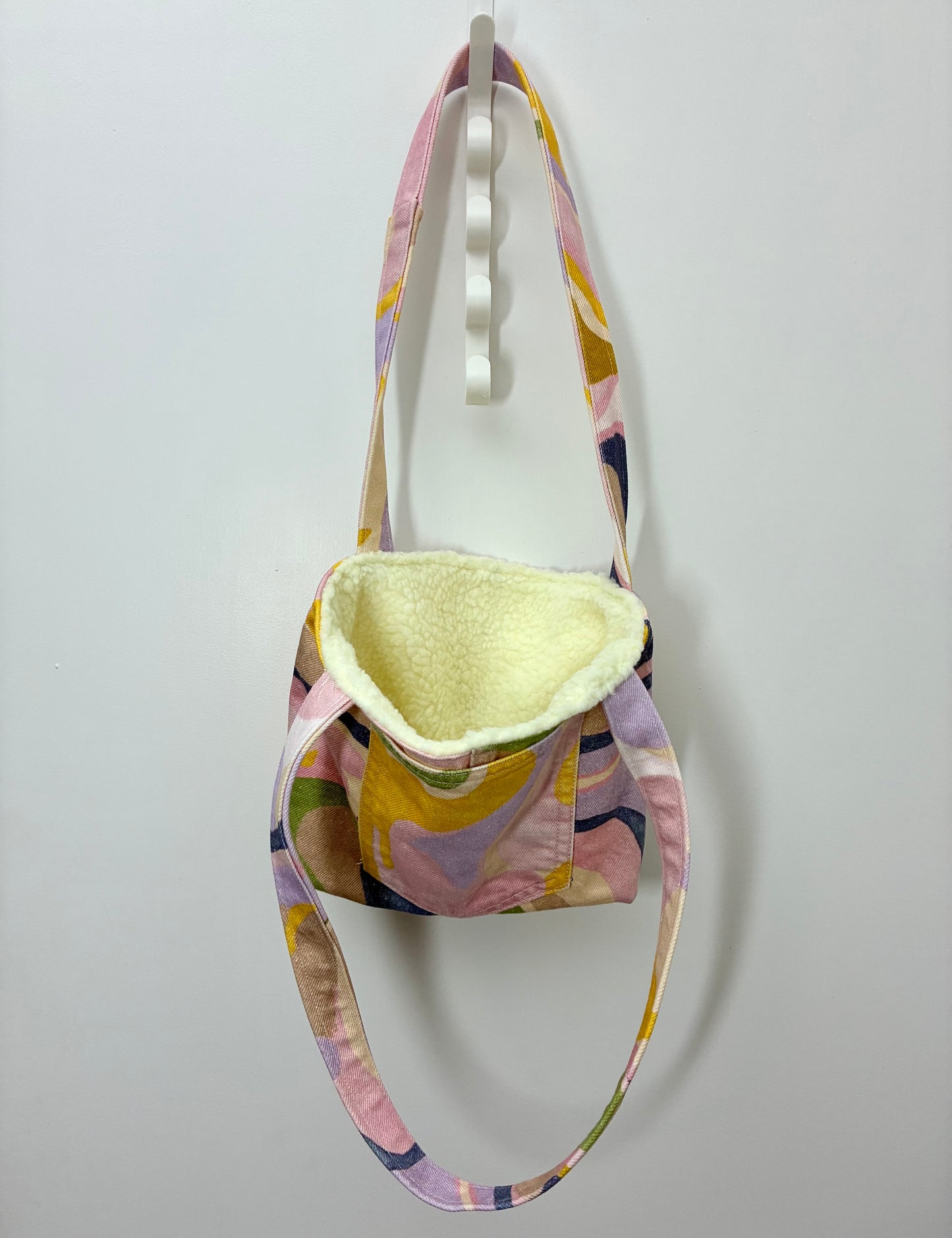 Recycled Denim Mini Tote Bag - Pastel Printed Denim & Cream Lining