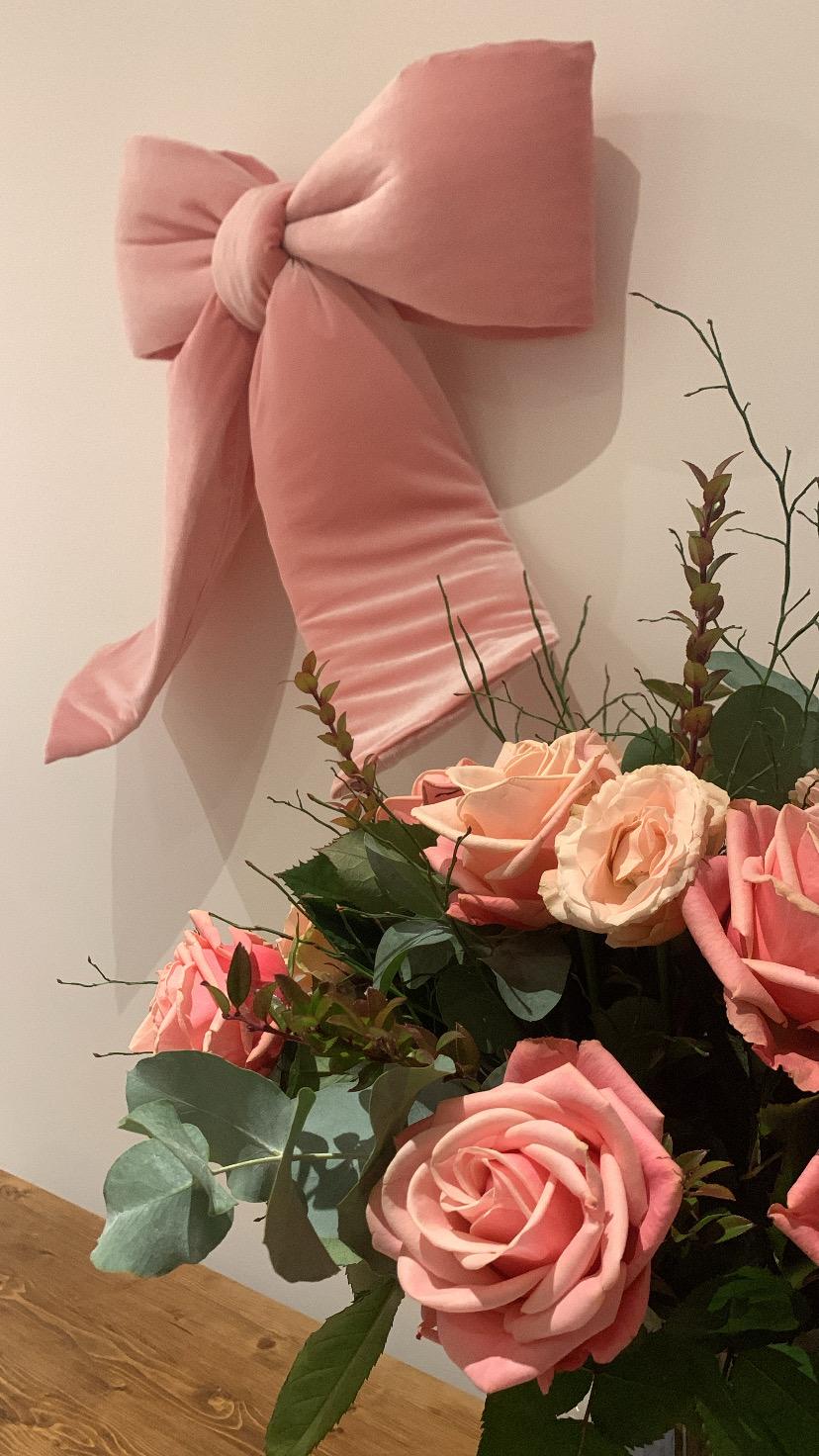 Baby Pink Velvet Door Bow