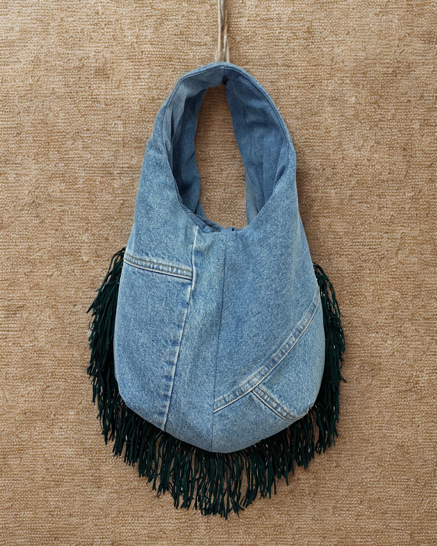 Recycled Denim Fringed Bag