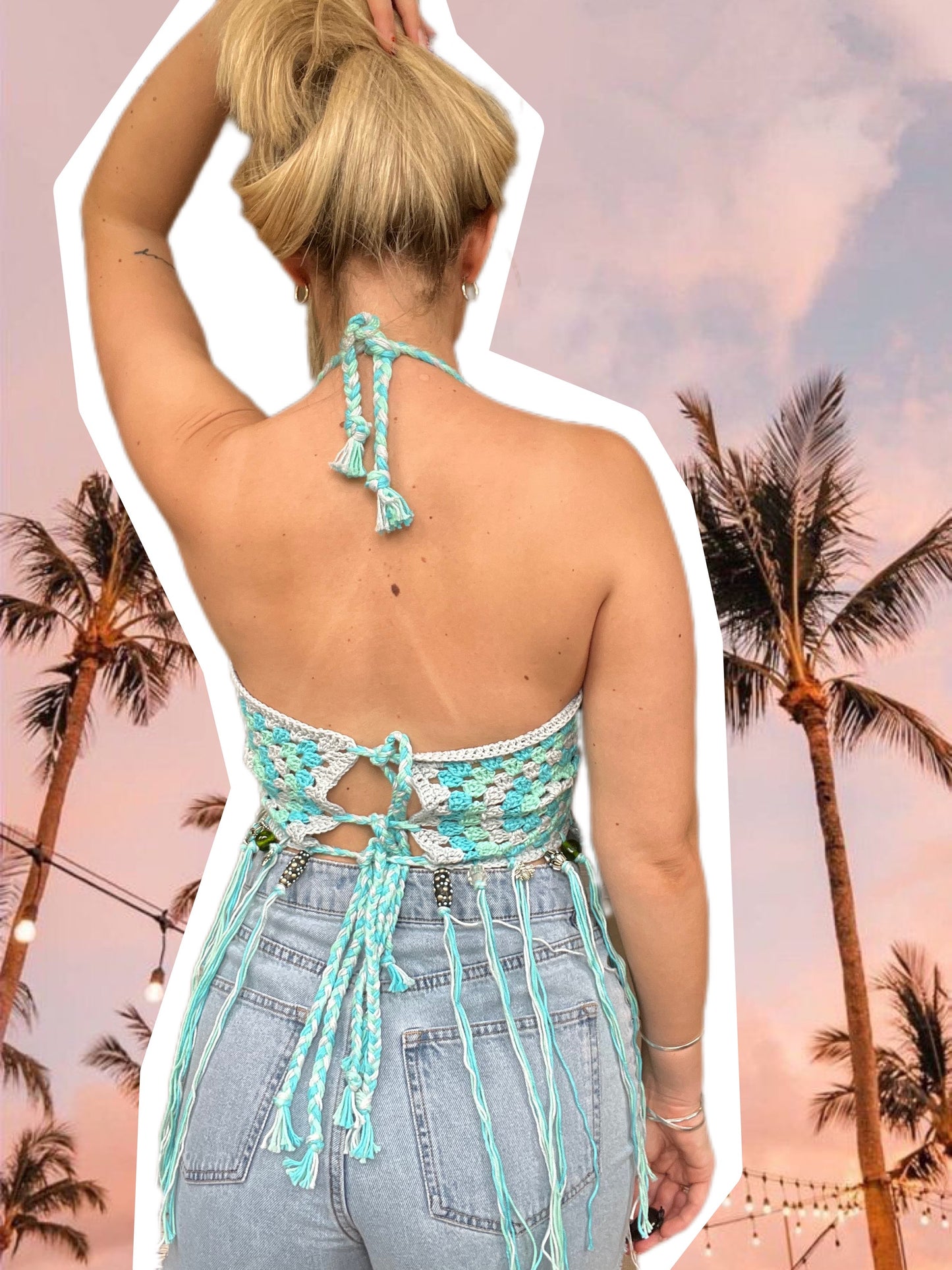 Turquoise Crochet Festival Top